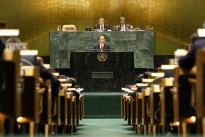 UN Secretary-General urges nations to make nuclear disarmament targets a reality at the NPT conference. Image courtesy of Flickr user United Nations Photo.