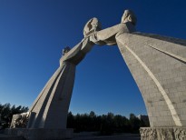 Arch of Reunification is on the entrance of Pyongyang.