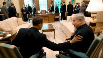 President Barack Obama meets with Israeli Prime Minister Benjamin Netanyahu in the Oval Office. May 18 2009.