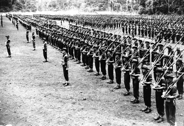 Australian soldiers on parade in New Guinea, ca. 1944