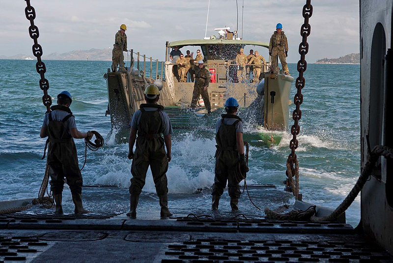 The Royal Australian Navy ship HMAS Tobruk, embarked elements from the Army's 2nd Battalion, The Royal Australian Regiment, (2 RAR) for training as part of Exercise Sea Lion 3/12.  Exercise Sea Lion was held in the Shoalwater Bay Training Area in North Queensland 1-5 Oct 2012. The annual exercise gave soldiers and sailors a chance to work on skills and procedures needed during joint amphibious operations.  2 RAR will be a core capability onboard the Landing Helicopter Docks (LHD's), which will be introduced into service from 2014.