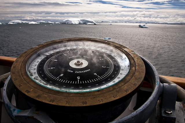 Ship compass in Antarctica