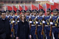 PM Gillard meets with HE Mr Li Keqiang, Premier of the People’s Republic of China. Ministers Carr, Emerson and Shorten were there. Ceremonial welcome and Witnesses Signing Ceremony . Great Hall of the People, Beijing , Prime Minister Gillard, Overseas visit to China 9 April 2013