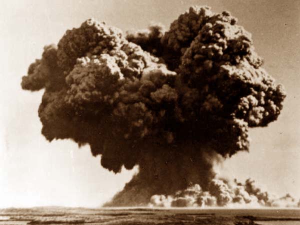 British atomic bomb test, Operation Hurricane, 3 October 1952. A plutonium implosion device was detonated in the lagoon between the Montebello Islands, Western Australia.