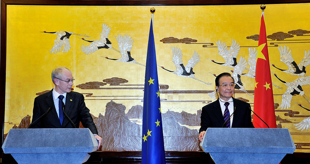 Herman Van Rompuy, President of the European Council, and Wen Jiabao, Prime Minister of China, at the EU-China Summit 2012