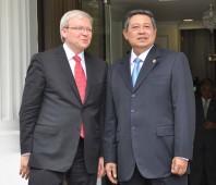 Then Australian Minister for Foreign Affairs, The Hon Kevin Rudd MP met with Indonesian President HE Susilo Bambang Yudhoyono in Jakarta on 29 March 2011.