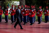 President Barack Obama reviews an Honor Guard following his arrival at the Presidential Palace in Dakar, Senegal, June 27, 2013. (Official White House Photo by Pete Souza)