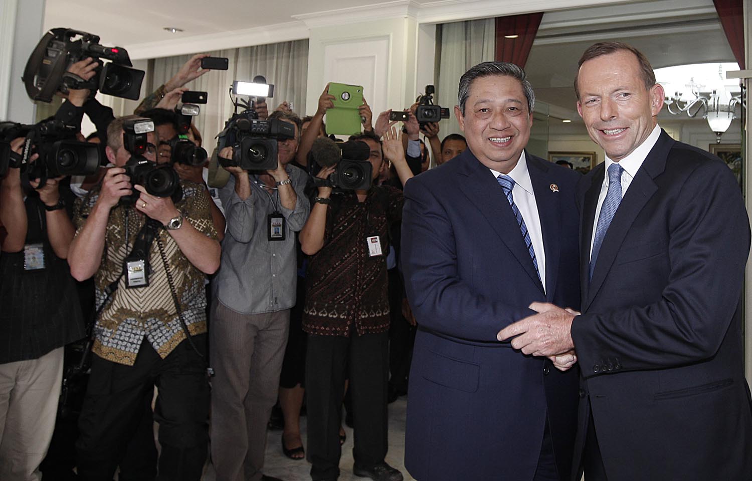 President SBY meeting with then Opposition Leader Tony Abbott in October 2012, Jakarta.