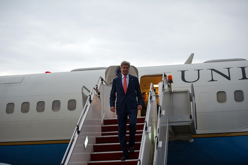 U.S. Secretary of State John Kerry arrives in Kuala Lumpur, Malaysia, on October 10, 2013.