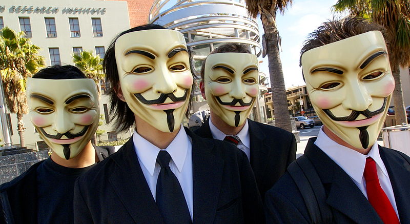 Individuals appearing in public as Anonymous, wearing Guy Fawkes masks
