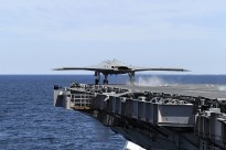 An X-47B Unmanned Combat Air System launches from the aircraft carrier USS George H.W. Bush