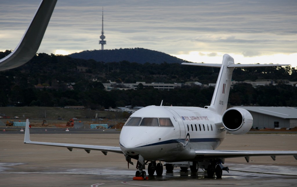 A RAAF CL-604 Challenger (part of the RAAF VIP fleet) at Canberra airport. Northrop Grumman Australia will now maintain these aircraft and provide a range of other services to Defence since its acquisition of Qantas Defence Services.