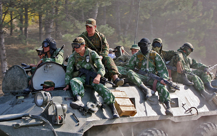 Russian soldiers in Gori city, 2008.