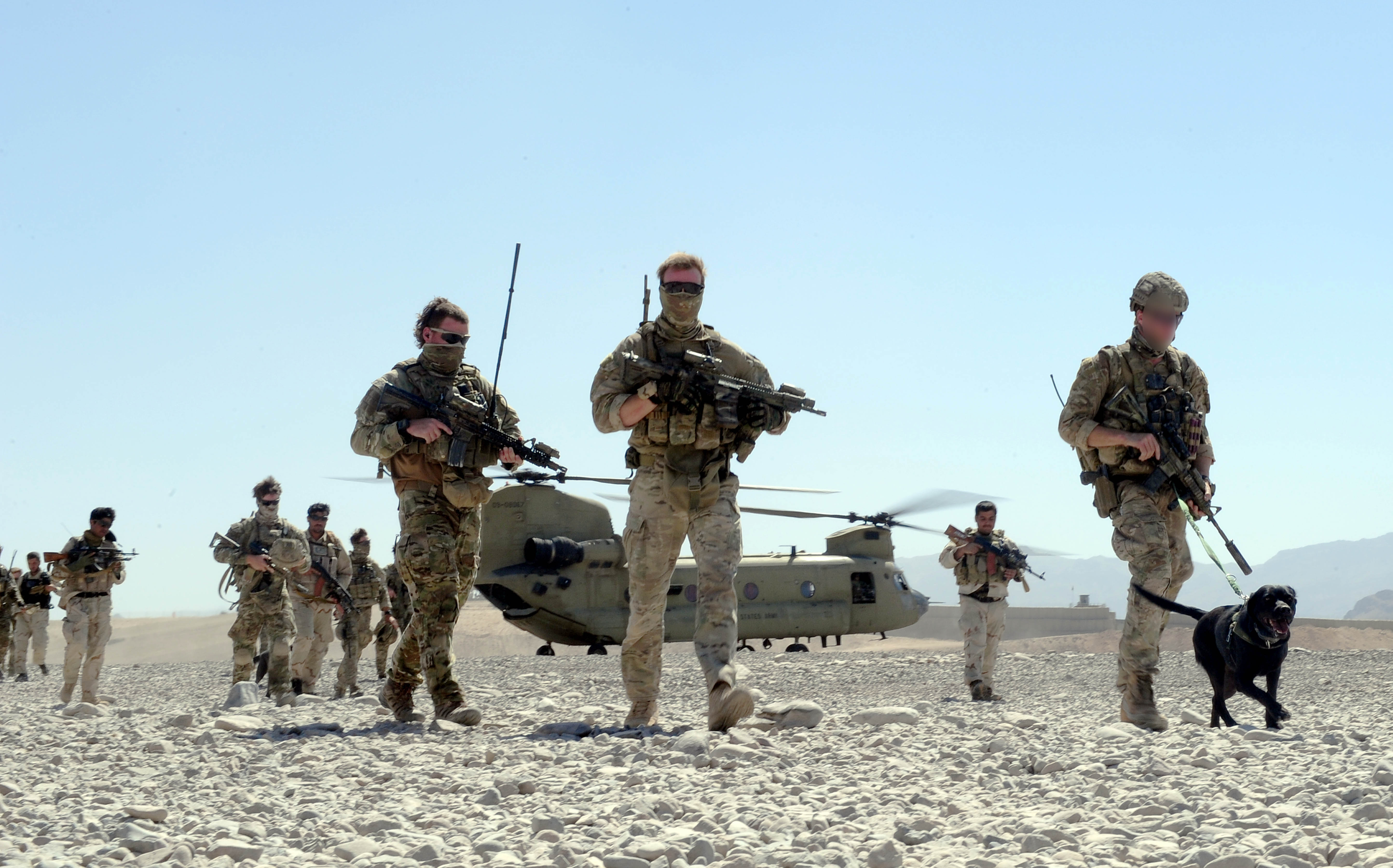 Special Operations Task Group soldiers and their partners from the Provincial Response Company - Uruzgan (PRC-U) arrive back at Multi National Base - Tarin Kot after conducting a PRC-U led security operation in Uruzgan Province, Southern Afghanistan.