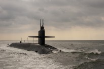 KINGS BAY, Ga. (Aud. 1, 2012) The Ohio-class ballistic missile submarine USS Maryland (SSBN 738) transits the Saint Marys River. Maryland returned to Naval Submarine Base Kings Bay following routine operations.