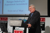 Mr John Coles CB RCNC, author of the Coles Review, speaking at ASPI's International Conference 'The Submarine Choice' in April 2014.