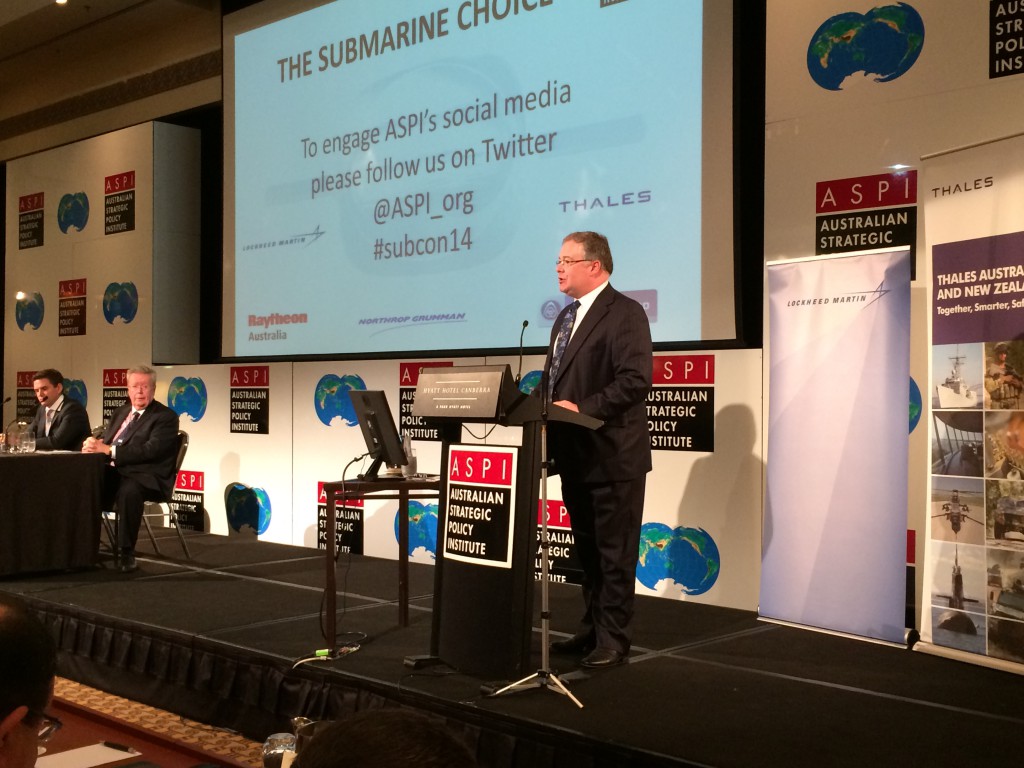 ASPI's executive director Peter Jennings opening ASPI International Conference 'The Submarine Choice'.