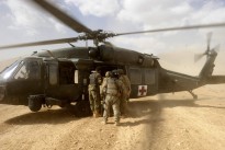 Three injured soldiers from Mentoring Task Force – Three (MTF-3) are Aero medical Evacuated (AME) to the medical facilities in Tarin Kot, after an Improvised Explosive Device (IED) attack on a Protected Mobility Vehicle Bushmaster, during a route clearance in the Chora Valley, Southern Afghanistan.