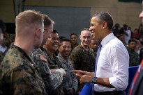President Barack Obama greets troops after he delivers remarks at Fort Bonifacio in Manila, Philippines, April 29, 2014. (Official White House Photo by Pete Souza)