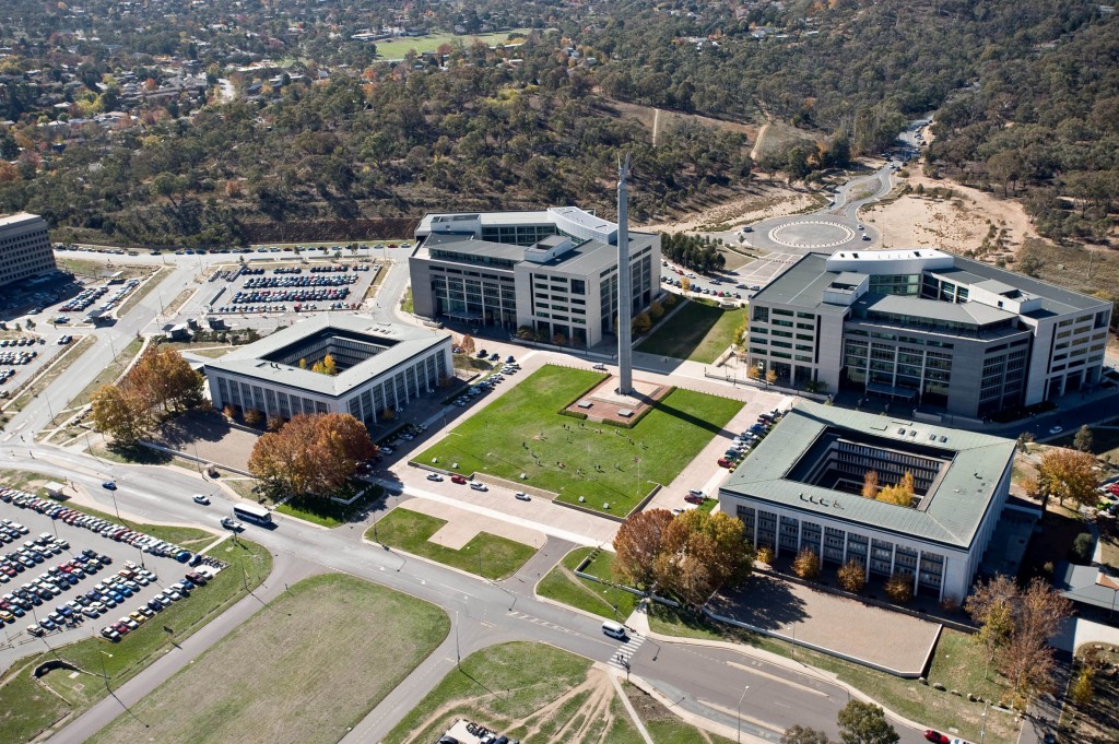 Aerial photograph of Russell Offices. Mark Thomson writes that while it might be politically expedient to quarantine military personnel from scrutiny, they represent more than three-quarters of the Defence workforce and are the most expensive on a per-capita basis. The multiple military headquarters maintained by the ADF are likely to be every bit as overstaffed as those on Russell Hill.