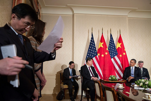 President Barack Obama holds a bilateral meeting with President Xi Jinping of China at the U.S. Ambassador's residence in The Hague, the Netherlands, March 24, 2014. 