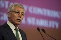 Secretary of Defense Chuck Hagel delivers opening remarks during the preliminary session of the Shangri-La Dialogue in Singapore May 31, 2014.