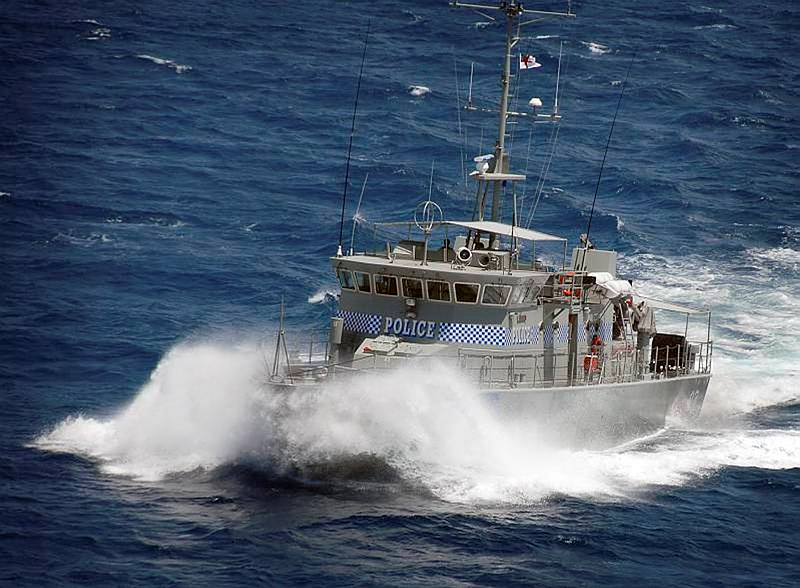Solomon Islands Police Vessel Lata departs from Honiara as part of Operation Kuru Kuru, a regional maritime surveillance operation in September 2008, as part of the Pacific Patrol Boat Program.