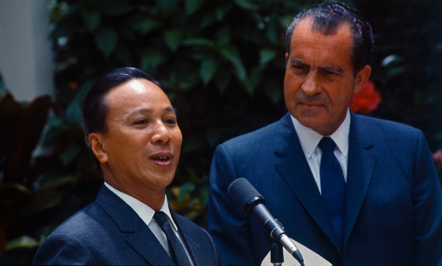 US President Richard Nixon and South Vietnamese President Ngygen Van Thieu make a joint statement to the press on Midway Island, 8 June 1969. America's deployment of military force since 1950 left Presidents Eisenhower, Nixon and Obama scrambling to adopt exit strategies for engagements that didn’t achieve the objectives of military deployment and left unresolved the problems that justified the intervention in the first place.