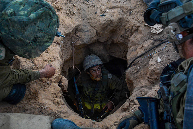 The IDF's paratroopers brigade operate within the Gaza Strip to find and disable Hamas' network of tunnels .