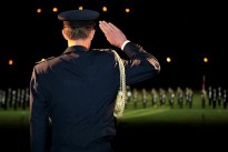 Then Chief of the Defence Force, Air Chief Marshal Angus Houston, AC, AFC, returned the salute of Australia’s Federation Guard at the beginning of the Edinburgh Military Tattoo, which was held at the Sydney Football Stadium in 2010.