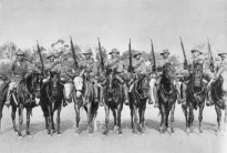 Men from the 2nd South Australian (Mounted Rifles) Contingent, who fought in the Boer War. Third from left is Trooper Harry "The Breaker" Morant. South Africa, c. 1900.