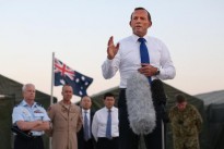 Tony Abbott visiting troops abroad in January, 2015.