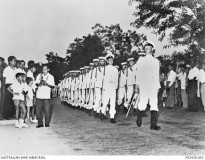 The withdrawal parade in Labuan from the Royal Navy, Royal Australian Navy and Royal New Zealand Navy at the end of the confrontation after their successful mission.