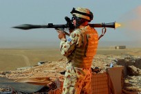 An Australian soldier fires the rocket propelled grenade as part of training for the Afghan National Army.