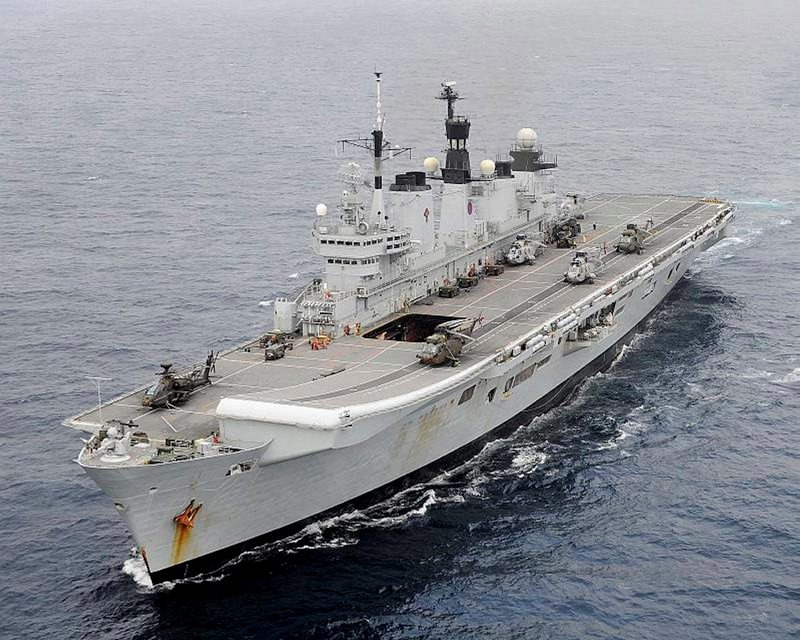 HMS Illustrious is pictured during Exercise Cougar 12 in the Mediterranean Sea.