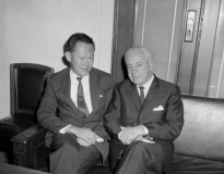 Mr Lee Kuan Yew with the Federal Treasurer, Mr Harold Holt, during a visit to Parliament House, Canberra, 1965.