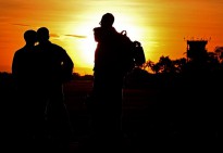 United States Marines watch the sun set over RAAF Base Tindal, in the Northern Territory, during Exercise Talisman Sabre 2015.