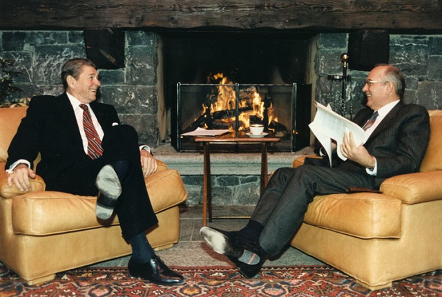 Reagan and Gorbachev at the Geneva Summit in 1985