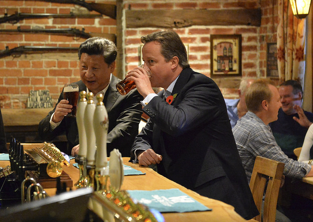 David Cameron and President Xi visit a local pub, The Plough at Cadsden during his visit to Chequers