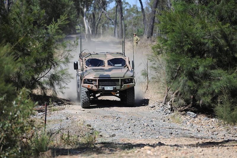 Hawkei undergoing off road testing.