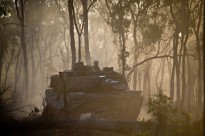 20150714_OH_K1023900_0052.jpg An Australian Army M1A1 Abrams Tank rolling into battle as the enemy party at Shoalwater Bay Training Area, Queensland, during Exercise Talisman Sabre 2015.