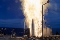 The Arleigh-Burke class guided-missile destroyer USS John Paul Jones (DDG 53) launches a Standard Missile (SM) 6 during a live-fire test of the ship's aegis weapons system.