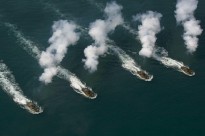 American, South Korean and Thai service members participate in an amphibious demonstration as part of Cobra Gold 16 in Utapao, Thailand, Feb. 12, 2016