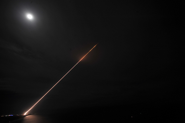 A Terminal High Altitude Area Defense (THAAD) interceptor is launched during the system's first operational test at 1:56 a.m. Eastern Daylight Time Oct. 5 at the Pacific Missile Range Facility, Kauai, Hawaii. 