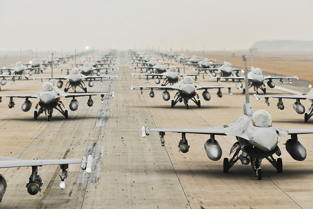 F-16 Fighting Falcons from the 35th and 80th Fighter Squadrons of the 8th Fighter Wing, Kunsan Air Base, Republic of Korea